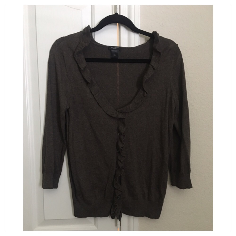 Ann Taylor Ruffle Trim Cardigan - Picture 1 of 9